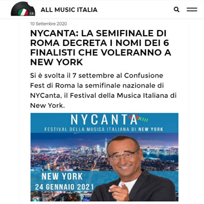 All Music Italia - NYCanta 6 finalisti (dal territorio italiano)