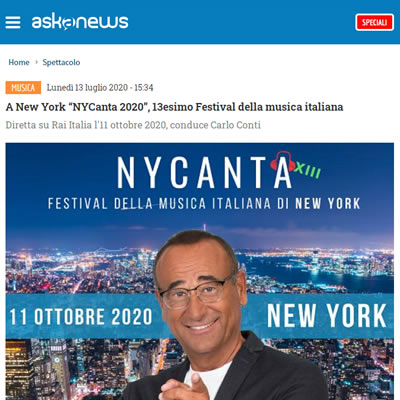 AskANews - A New York “NYCanta 2020”, 13esimo Festival della musica italiana